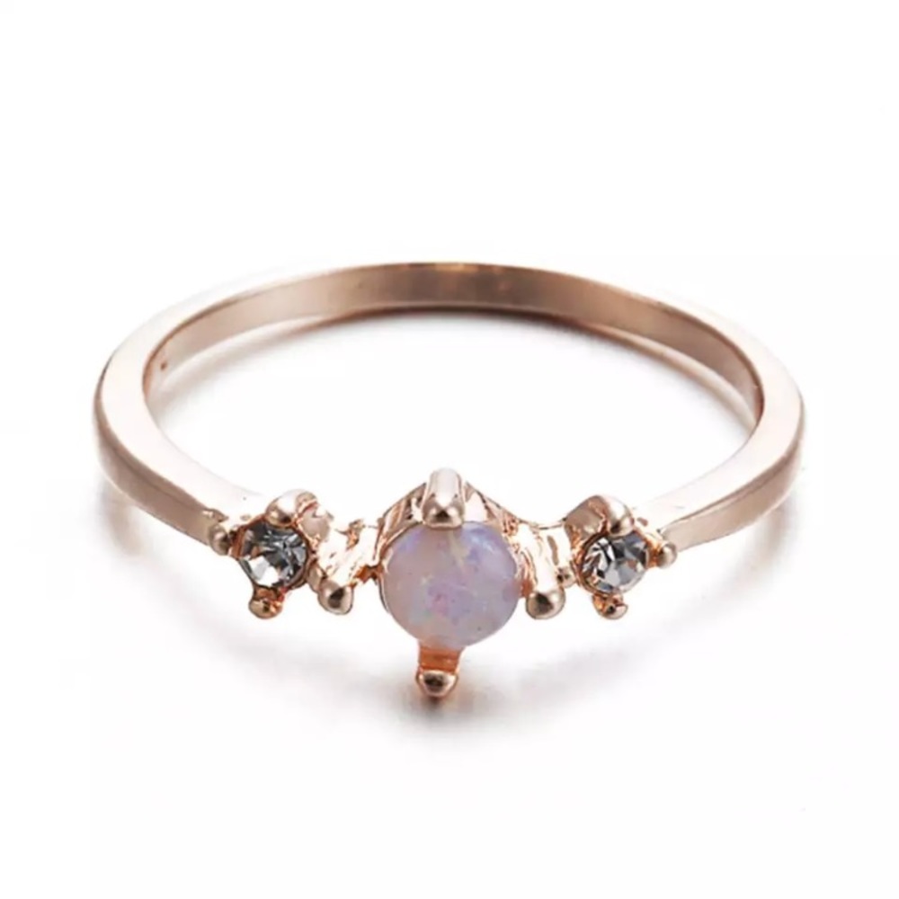 Rose Gold Round Fire Opal Ring